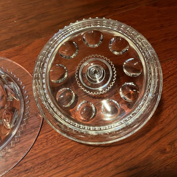 Vintage Coin Dot Cut Glass Clear Colour Lidded Dish - Picture 7 of 9